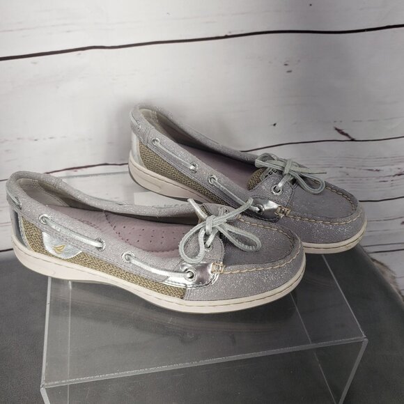 Sperry Top Sider Gray Women's Size 5 Medium Leather Fabric Uppers Boat Shoes - Picture 10 of 12